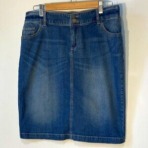 New York & Company SZ 12 Blue Jean Denim Skirt Classic Vintage